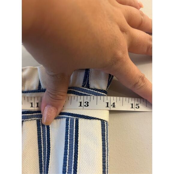 NWT Express Ankle High Rise Striped Pants size 2Short Nautical Paper bag waist P - Picture 6 of 10